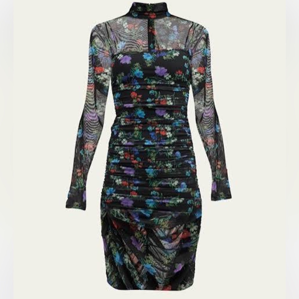 Alice + Olivia DELORA TURTLENECK LONG SLEEVE BEAUTIFUL BLOOM DRESS
